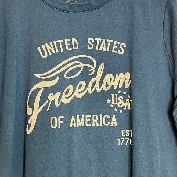 Sonoma Womens Patriotic Tee XL Blue Freedom United States of America Spellout - Picture 3 of 5